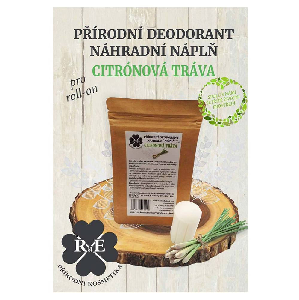 E-shop RAE Přírodní deodorant roll-on Náhradní náplň Citronová tráva 22 g