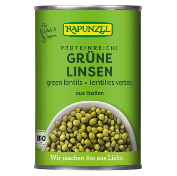 RAPUNZEL Zelená čočka sterilovaná BIO 400 g (Luštěniny) - BIO, Nízkosacharidové (Low Carb), Proteinové