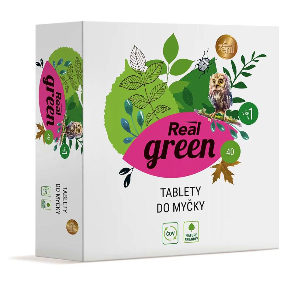 Levně REAL GREEN CLEAN Tablety do myčky 40 ks
