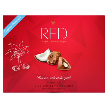 RED Bonboniera bez přidaného cukru pralinky s kokosovou náplní 132 g