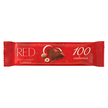RED Mléčná čokoládová tyčinka s makadamiovými a lískovými ořechy bez přidaného cukru 26 g