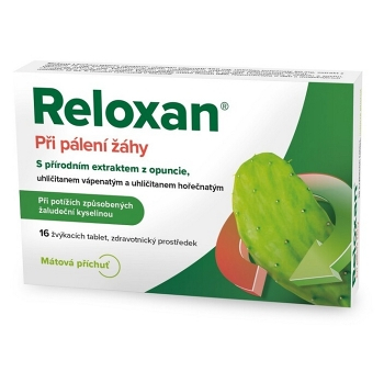 RELOXAN Mint žvýkací tablety s příchutí máty 16 tablet (Na nadýmání a plynatost)