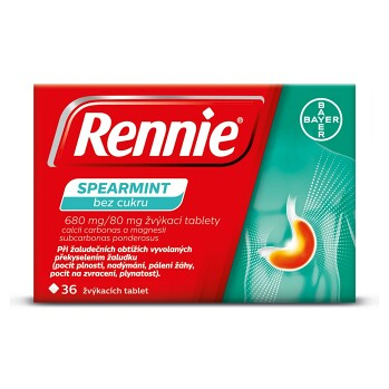 RENNIE Spearmint bez cukru 36 žvýkacích tablet