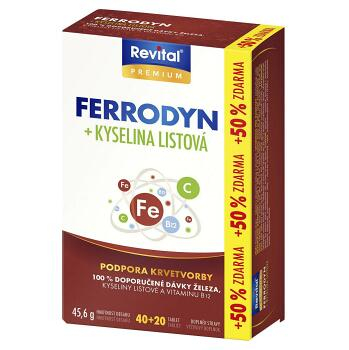REVITAL Ferrodyn + kyselina listová 40 + 20 tablet ZDARMA