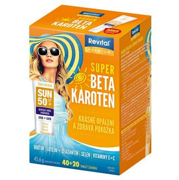 REVITAL Super Beta Karoten 40+20 tablet + opalovací mléko 15 ml ZDARMA poškozený obal