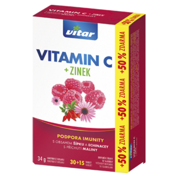 VITAR Vitamin C + zinek + echinacea + šípek 45 tablet