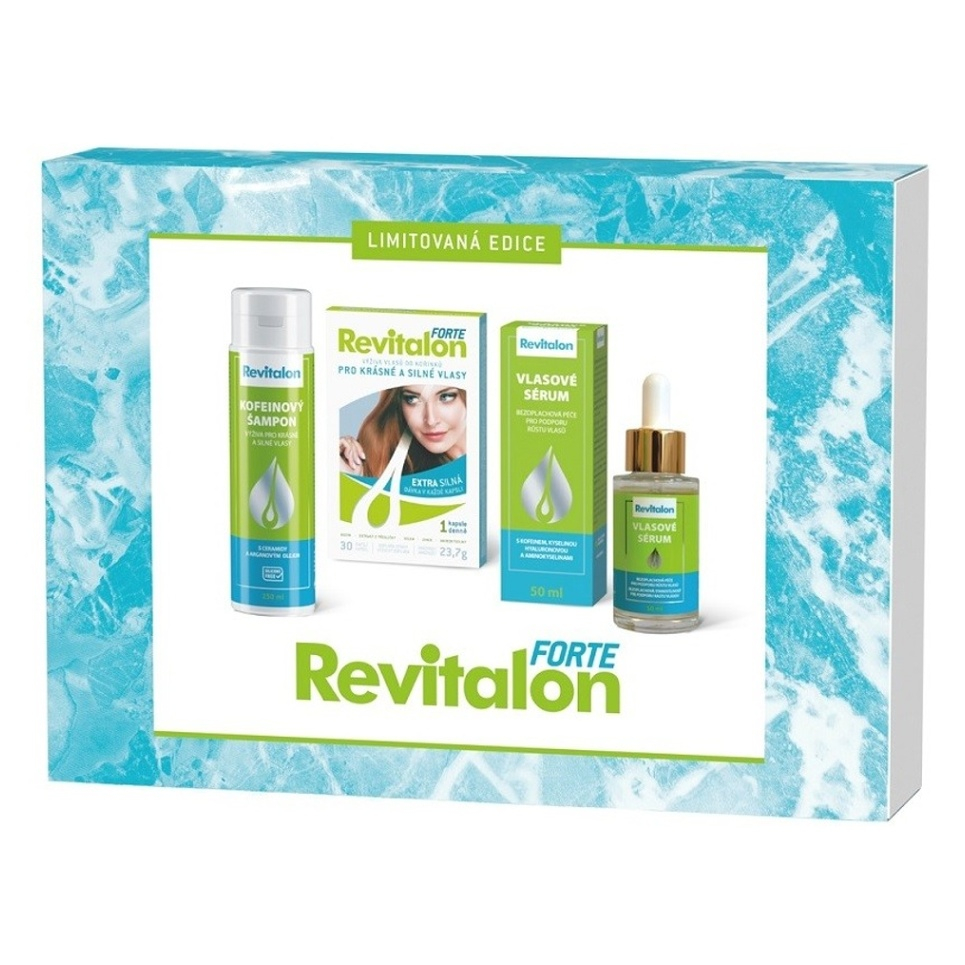 REVITALON Forte box 30 kapslí + kofeinový šampon 250 ml + vlasové sérum 50 ml