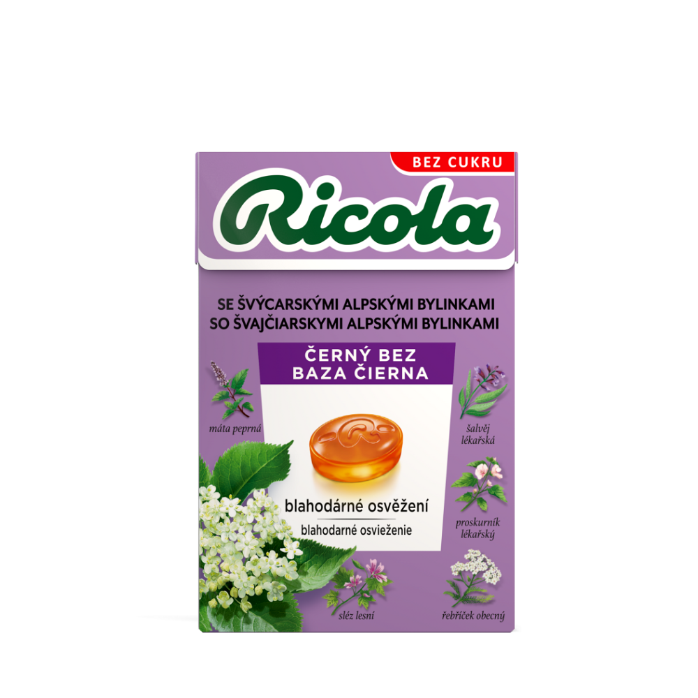 E-shop RICOLA Bylinné bonbóny bez cukr černý bez 40 g