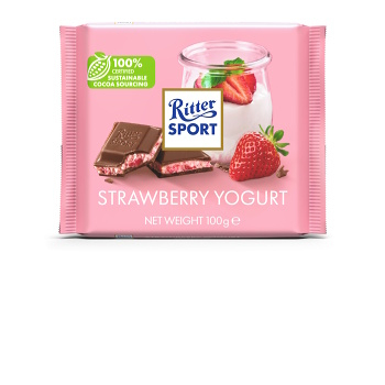 RITTER SPORT Čokoláda jahoda a jogurt 100 g (Čokolády) - Mléčné