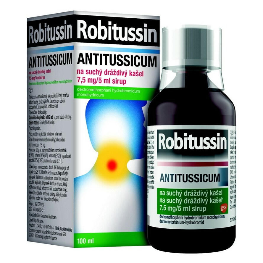 E-shop ROBITUSSIN Antitussicum sirup na suchý a dráždivý kašel 100 ml 7.5mg/5ml