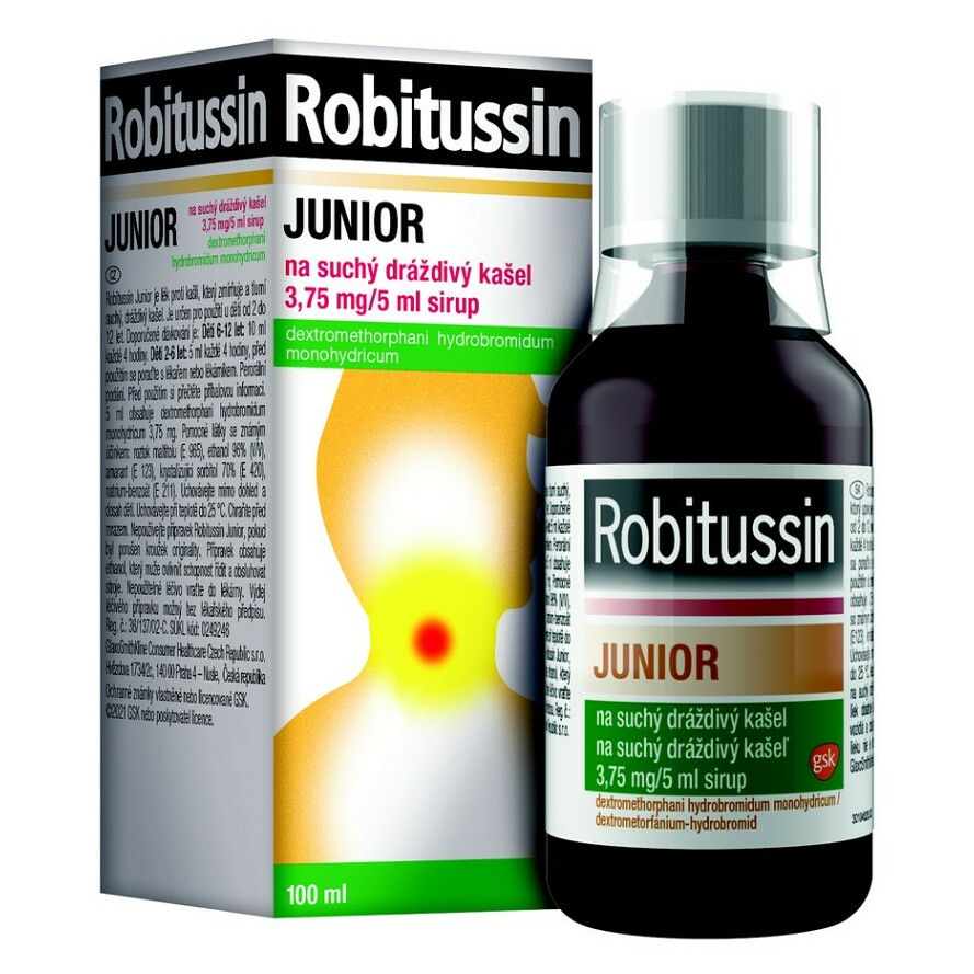 E-shop ROBITUSSIN Junior na suchý a dráždivý kašel sirup 100 ml 3.75mg/5ml