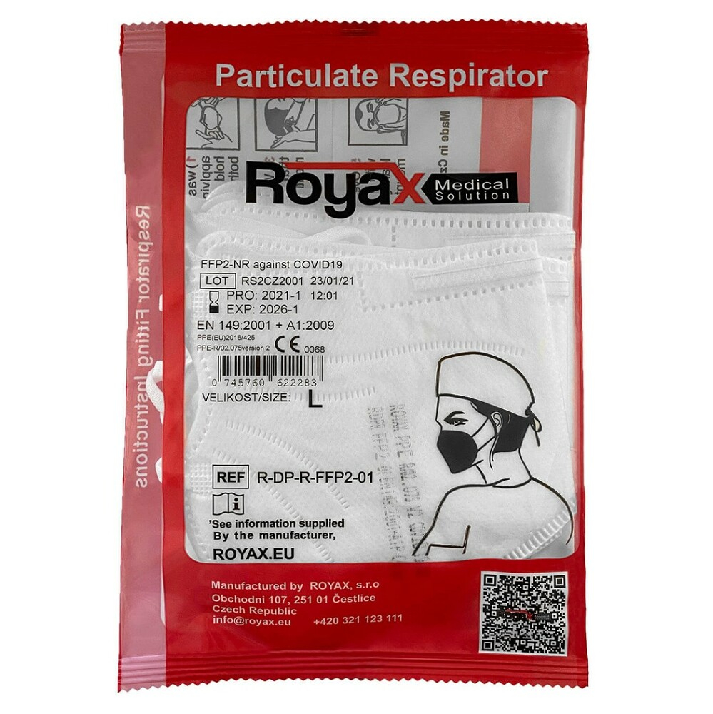 E-shop ROYAX FFP2 respirátor bílý velikost L 5 ks