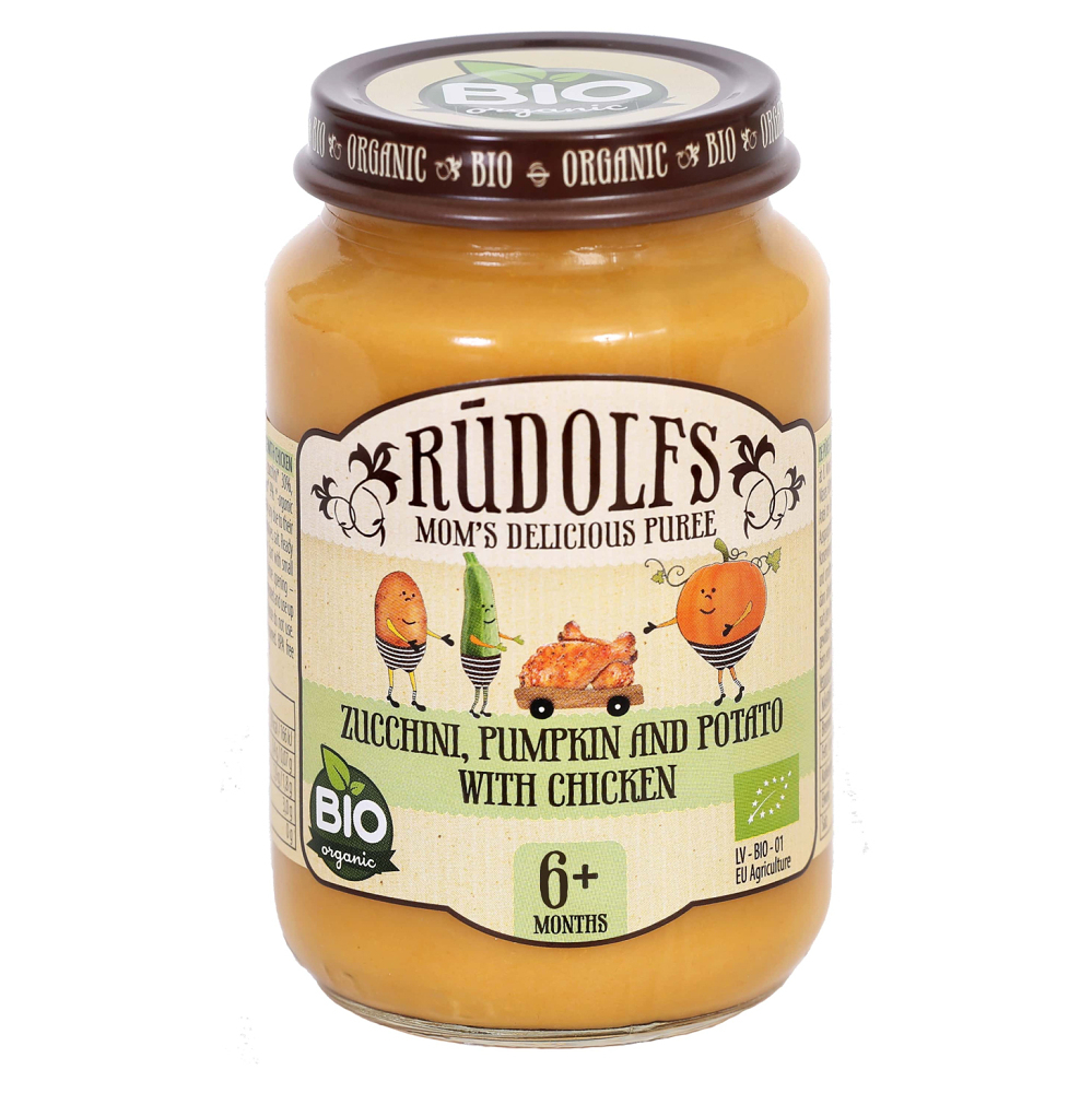 Levně RUDOLFS Bio cuketa, dýně, brambory s kuřecím masem 6m+ 190 g