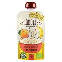 RUDOLFS Bio kapsička broskev, banán, celozrnná ovesná kaše 4m+ 110 g