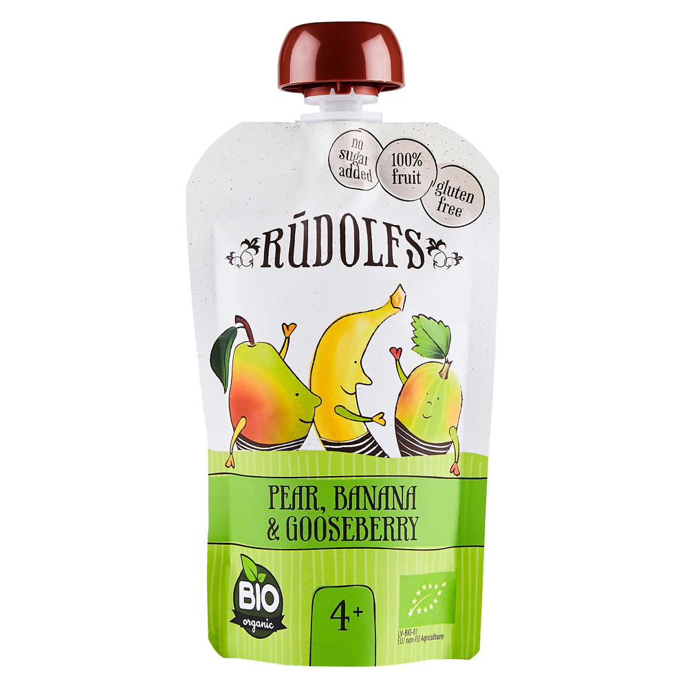 E-shop RUDOLFS Bio kapsička hruška, banán, angrešt 4m+ 110 g