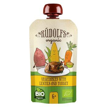 RUDOLFS Bio kapsička zelenina, čočka, krůtí maso 6m+ 110 g