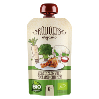 RUDOLFS Bio kapsička zelenina, rýže, kuřecí maso 6m+ 110 g