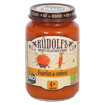RUDOLFS Bio příkrm dýně a mrkev 4m+ 190 g