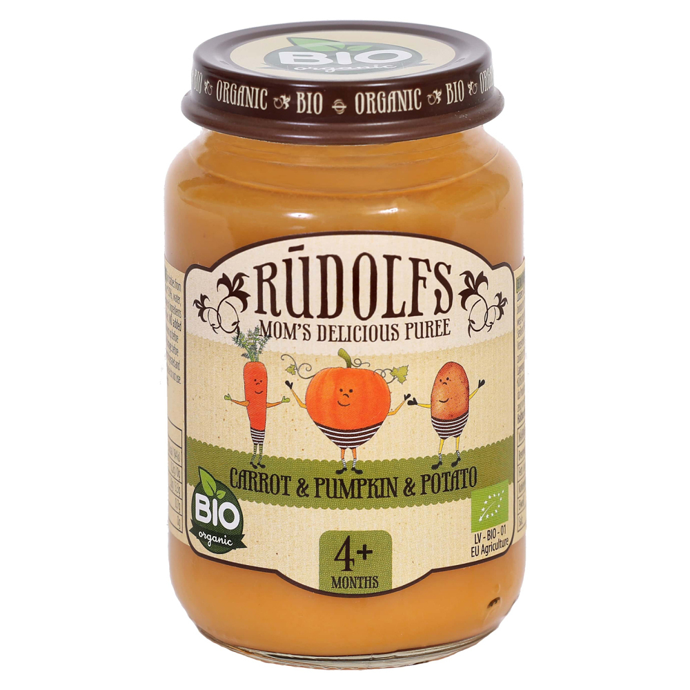Levně RUDOLFS Bio příkrm mrkev, dýně a brambory 4m+ 190 g
