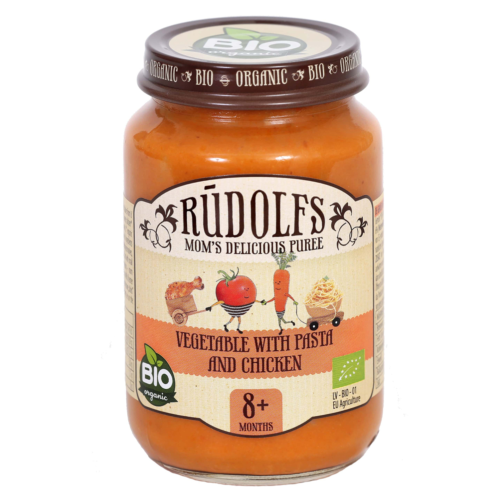 E-shop RUDOLFS Bio zelenina s těstovinami a kuřecím masem 8m+ 190 g