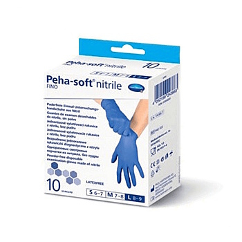 PEHA-SOFT Nitrile Fino Rukavice vyšetřovací velikost L 10 kusů (Jednorázové vyšetřovací rukavice) - Jednorázové, Nesterilní, Nepudrované