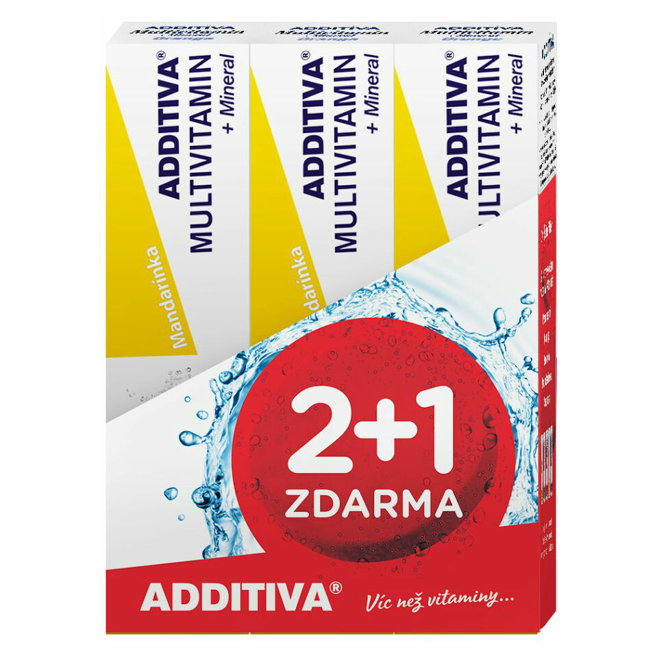 E-shop ADDITIVA sada multivitamin 2+1 mandarinka šumivé tablety 3 x 20 ks