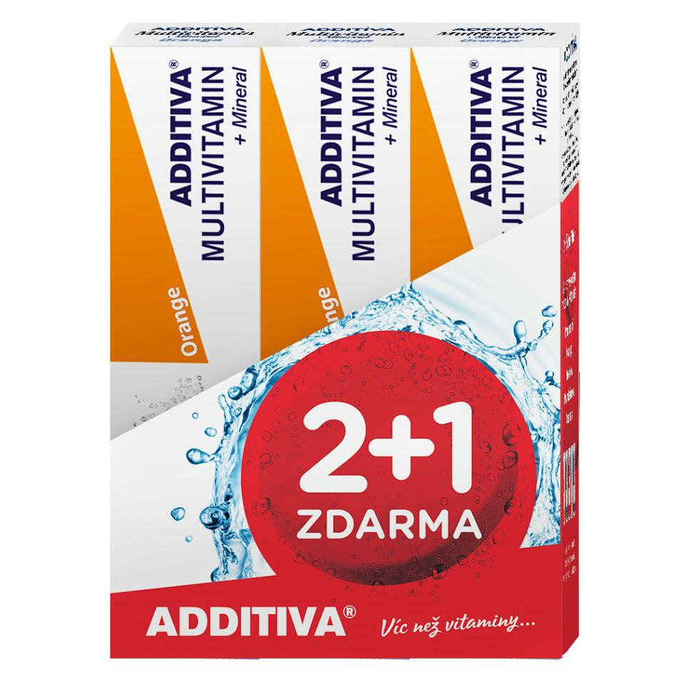 ADDITIVA Sada multivitamin + mineral pomeranč 2+1 ZDARMA 3x 20 šumivých tablet