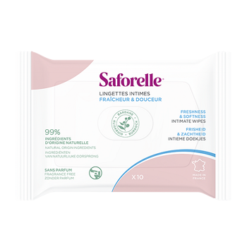 SAFORELLE Ubrousky pro intimní hygienu 10 kusů (Vlhčené intimní ubrousky) - Intimní