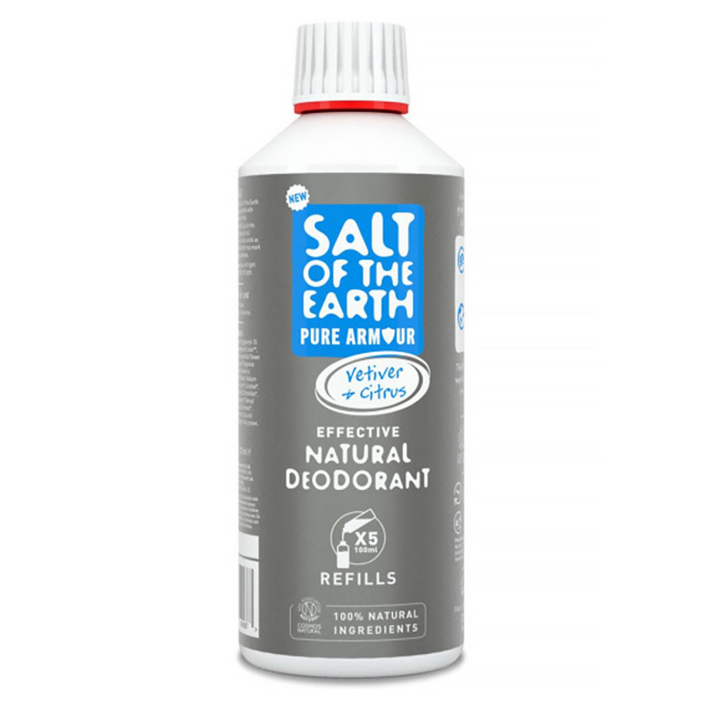 Levně SALT OF THE EARTH Přírodní minerální deodorant Pure Amour Vetiver & Citrus pro muže náhradní náplň 500 ml