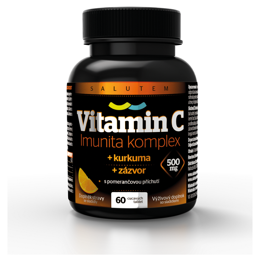 Levně SALUTEM Vitamin C 500mg Imunita kurkuma + zázvor 60 cucavých tablet