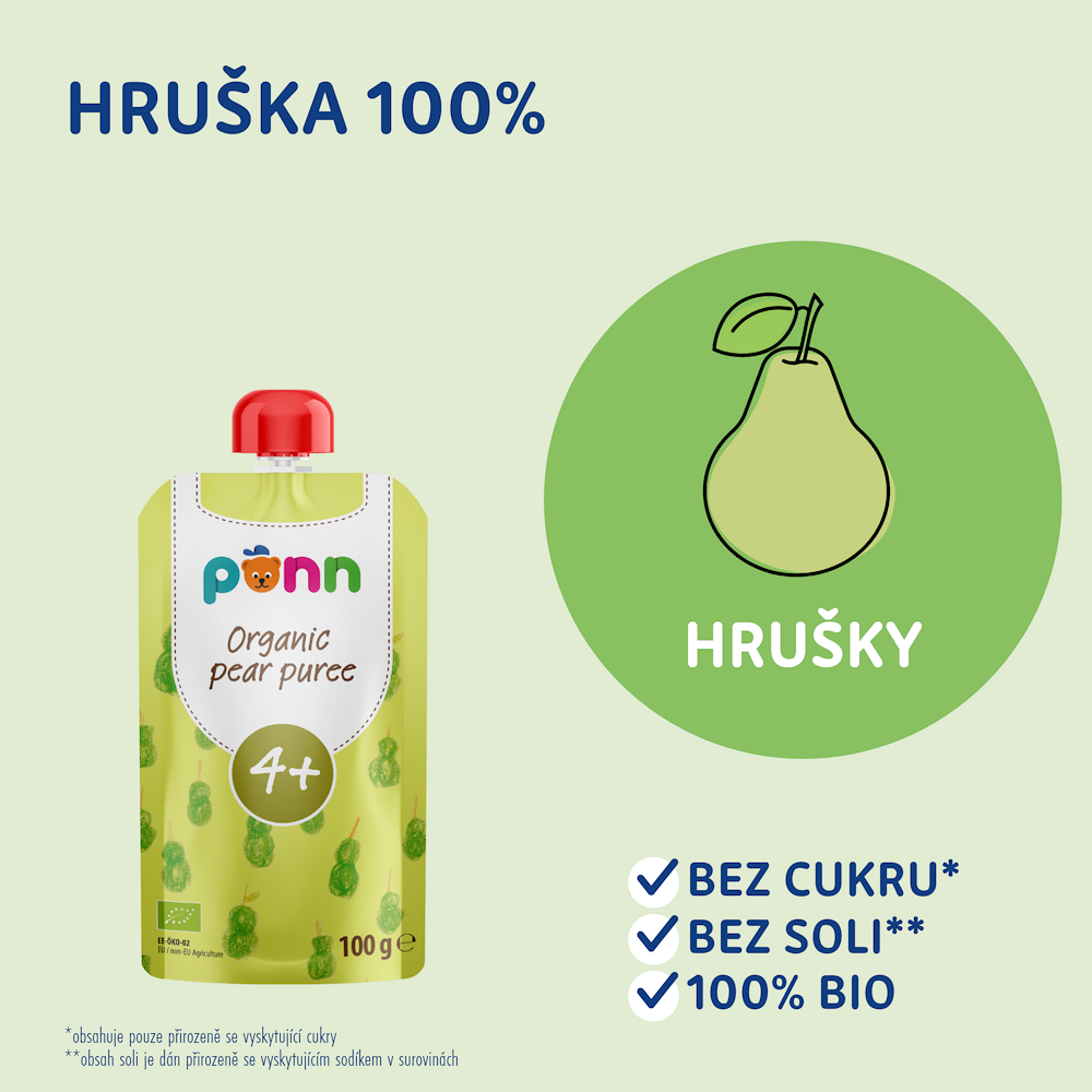 SALVEST Põnn Ovocná kapsička Hruška od 4.měsíce 100% BIO 100 g