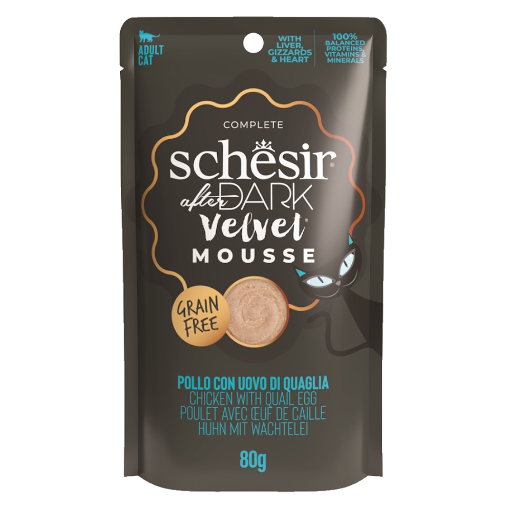 E-shop SCHESIR After Dark Velvet Mousse kapsička pro kočky kuře a vejce 80 g