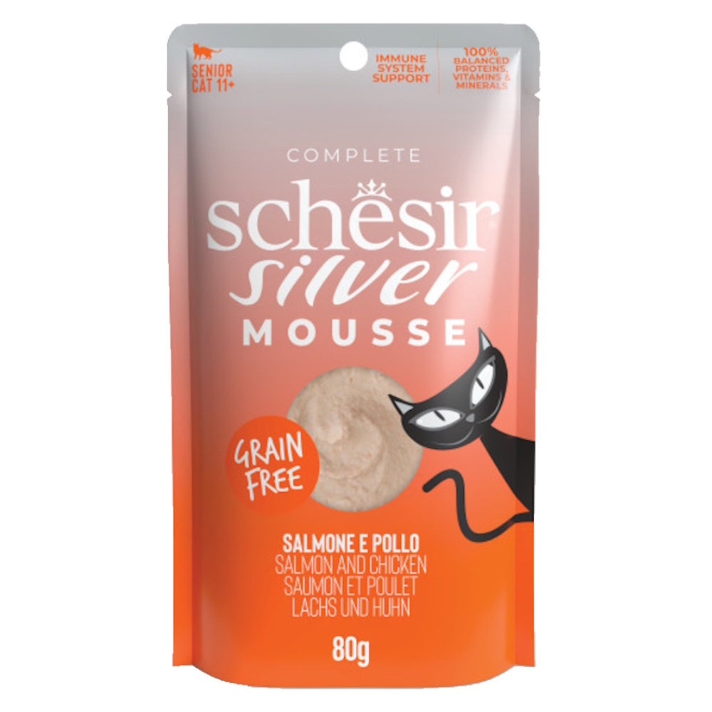 E-shop SCHESIR Senior Lifestage Mousse kapsička pro kočky losos a kuře 80 g
