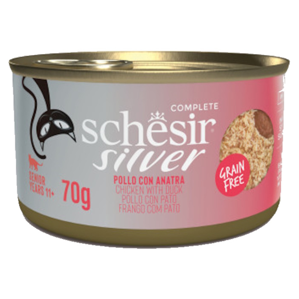SCHESIR Senior Wholefood konzerva pro kočky kuře a kachna 70 g