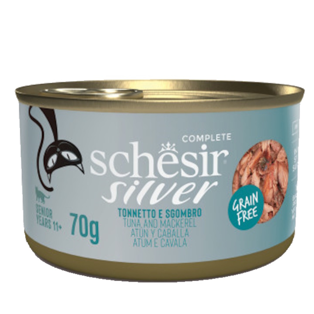 E-shop SCHESIR Senior Wholefood konzerva pro kočky tuňák a makrela 70 g