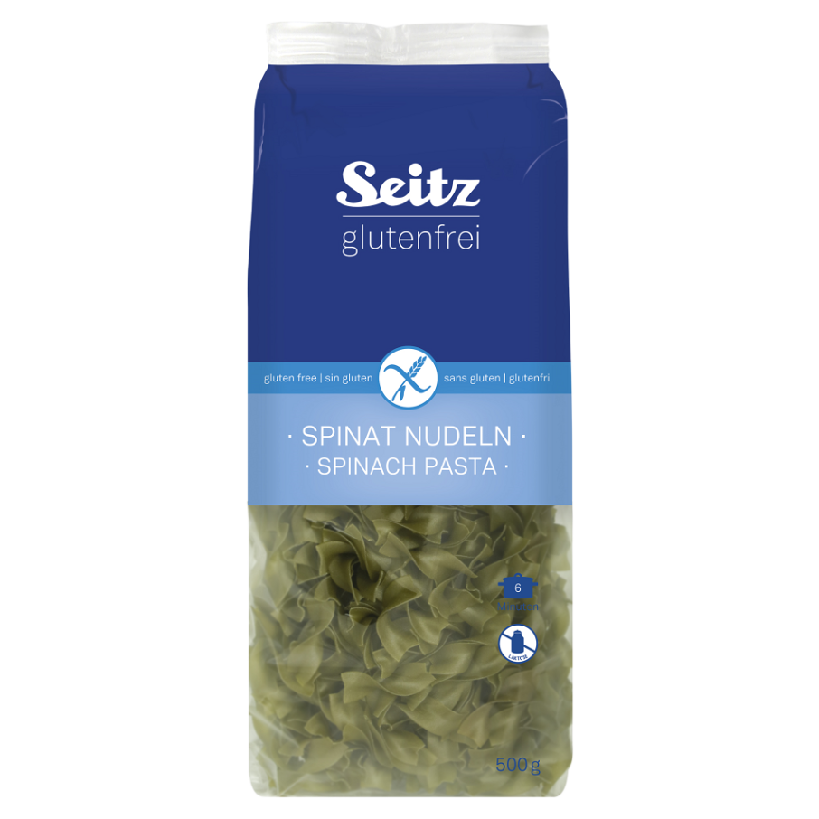 E-shop SEITZ Těstoviny špenátové tagliatelle široké nudle bez lepku 500 g