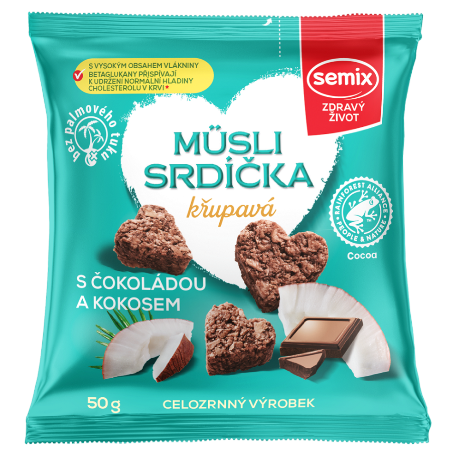 E-shop SEMIX Müsli srdíčka křupavá s čokoládou a kokosem 50 g