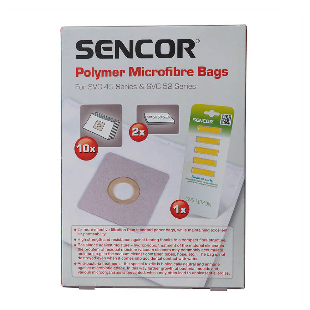 E-shop SENCOR Sáčky z polymerových mikrovláken pro SVC 45/52 10 kusů + vůně 5 kusů