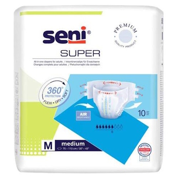 SENI Super inkontinenční plenkové kalhotky velikost M 10 kusů (Inkontinenční kalhotky natahovací)