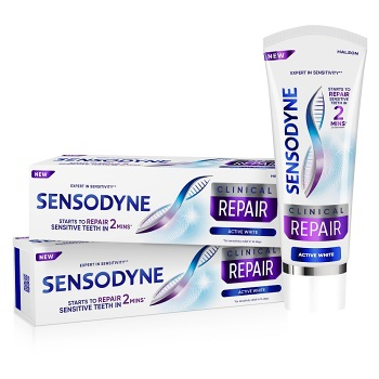 SENSODYNE Clinical Repair Active White  zubní pasta 2 x 75 ml (Zubní pasty na citlivé zuby a dásně) - Čistící, Bělící