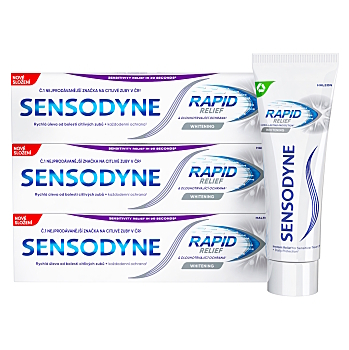 SENSODYNE Rapid Whitening Zubní pasta 3 x 75 ml (Bělicí zubní pasty) - Zklidňující, Ochranný, Bělící, Ošetřující