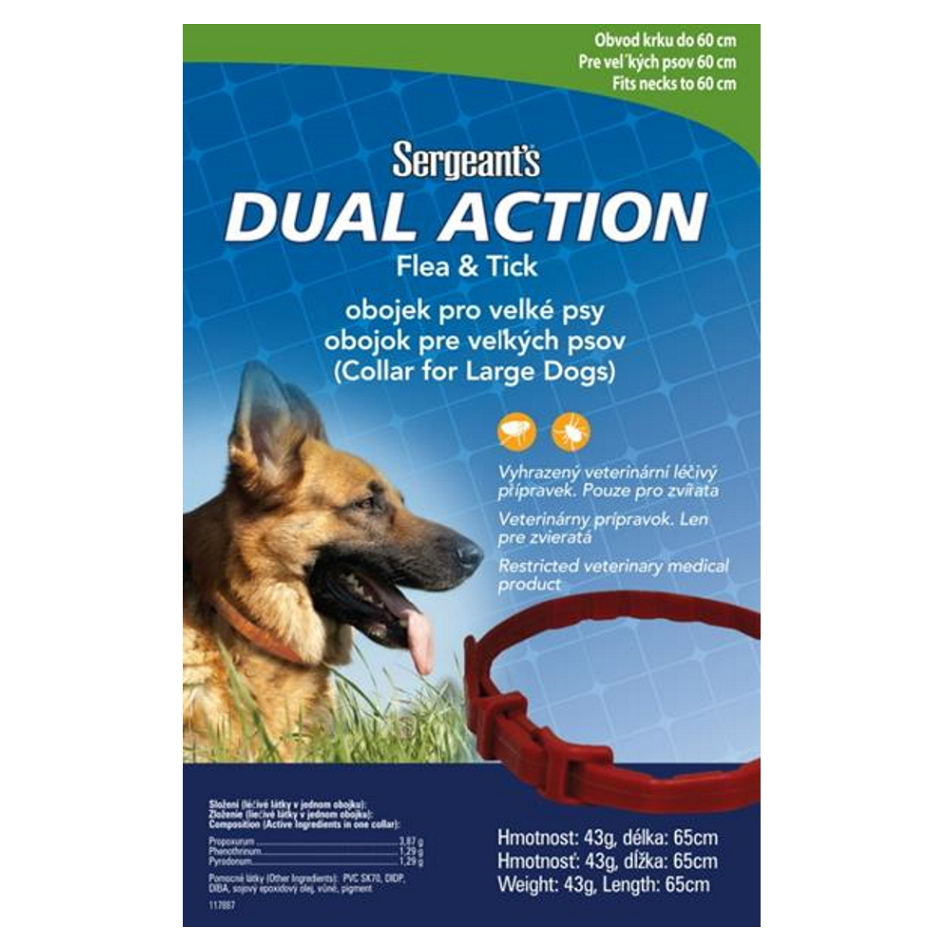 Levně SERGEANT´S Dual Action antiparazitní obojek pro velké psy 65 cm