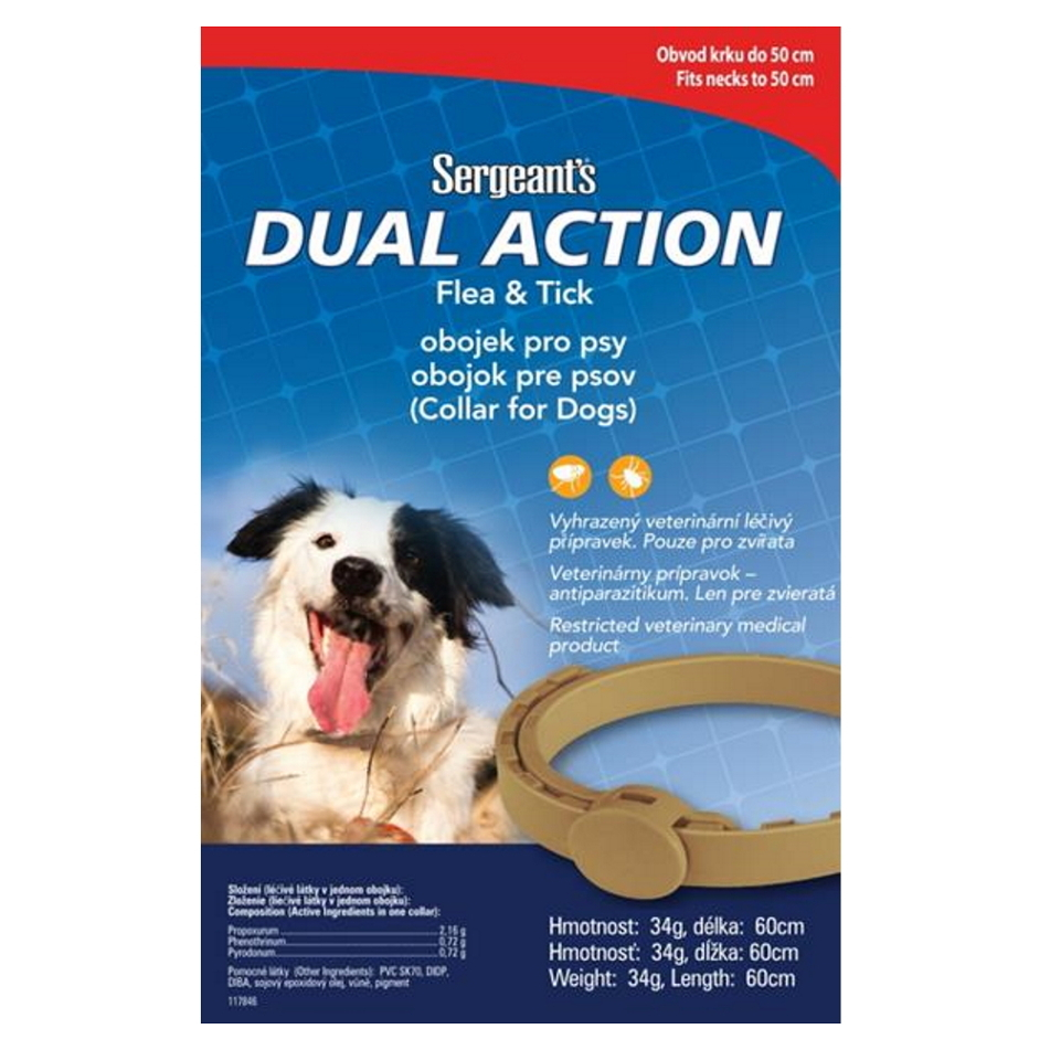 Levně SERGEANT´S Dual Action antiparazitní obojek pro střední psy 60 cm