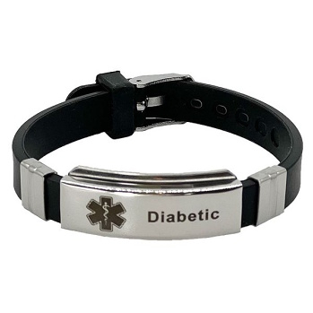 DIA-WAY Silikonový náramek Diabetic, Barva: Černá (Zdravotnické pomůcky pro diabetiky)