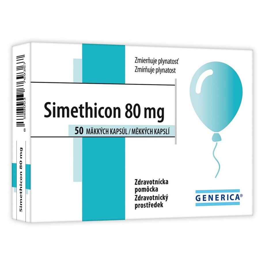 E-shop GENERICA Simethicon 80 mg 50 měkkých želatinových kapslí