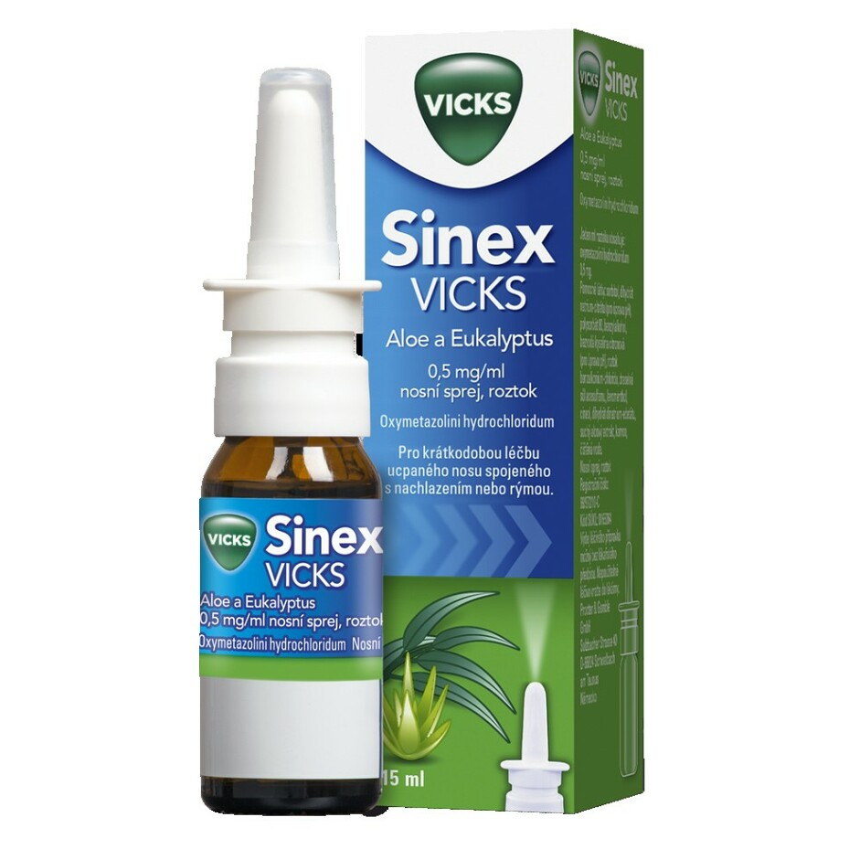 Levně SINEX Vicks aloe a eukalyptus 0,5 mg/ml nosní sprej, roztok 15 ml