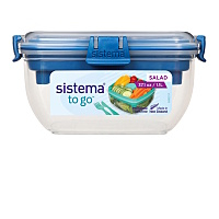 SISTEMA To go krabička s miskou na salát a příborem modrá 1,1 l