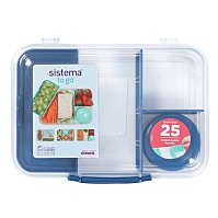 SISTEMA To Go Tříkomorová krabička s nádobou a miskou modrá 1,48 l