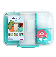 SISTEMA To Go Tříkomorová krabička s nádobou a miskou zelená 1,48 l