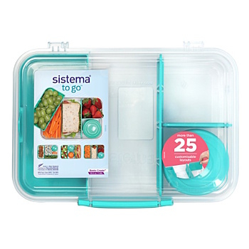 SISTEMA To Go Tříkomorová krabička s nádobou a miskou zelená 1,48 l (Boxy na jídlo)